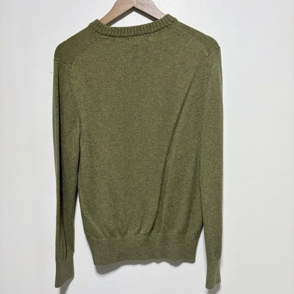 Banana Republic Sweater Mens M Green Crew Neck Wool Blend Pullover Marled Knit